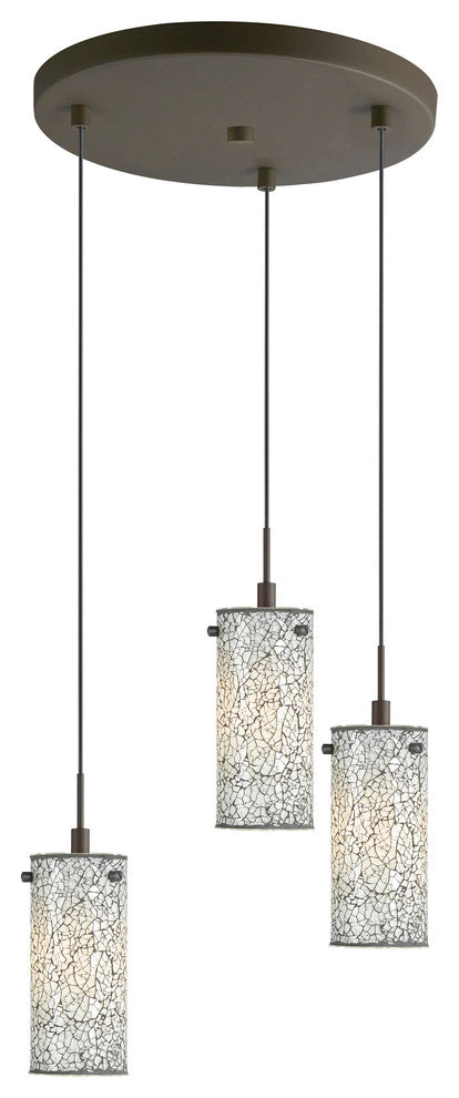 Tube 3-Light Cluster Pendant, Bronze, Mosaic White