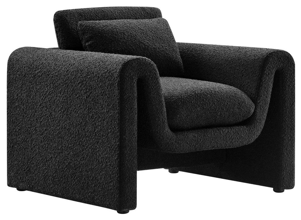 Waverly Boucle Upholstered Armchair - Black