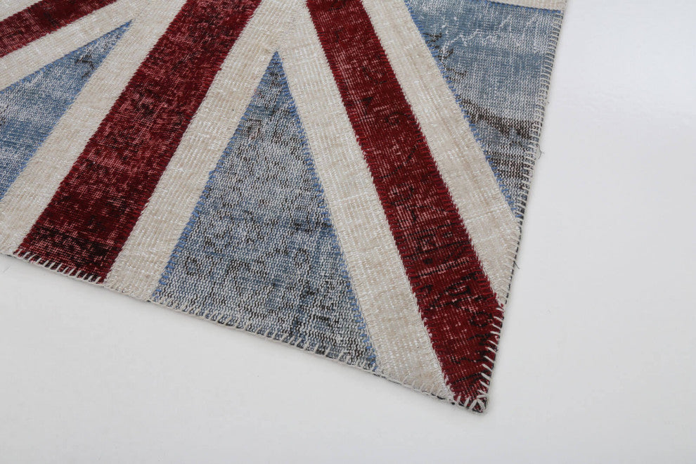 Rug N Carpet - Hand-knotted Turkish 4' 0'' x 6' 0'' Flag Patchwork Rug