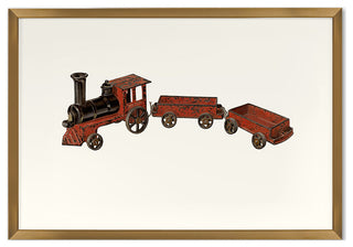 Toy Train Fine Art Print, Gold, 18"x26"