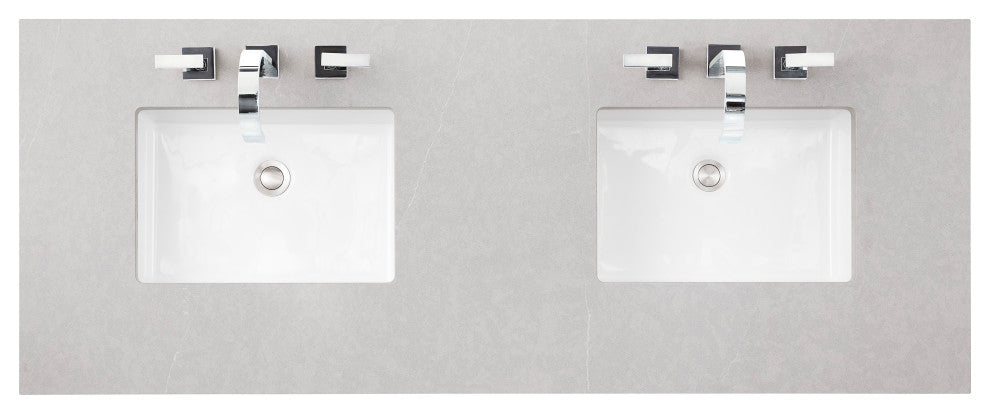 Bristol 60" Double Vanity, Bright White, Eternal Serena Quartz Top