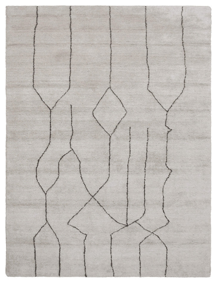 HAND KNOTTED LOOM SILK AREA RUGS-5'x8',Rectangle,Beige Brown,Contemporary