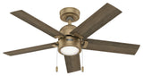 Erling Ceiling Fan, LED Light Kit and Pull Chain, Burnished Brass, 44"