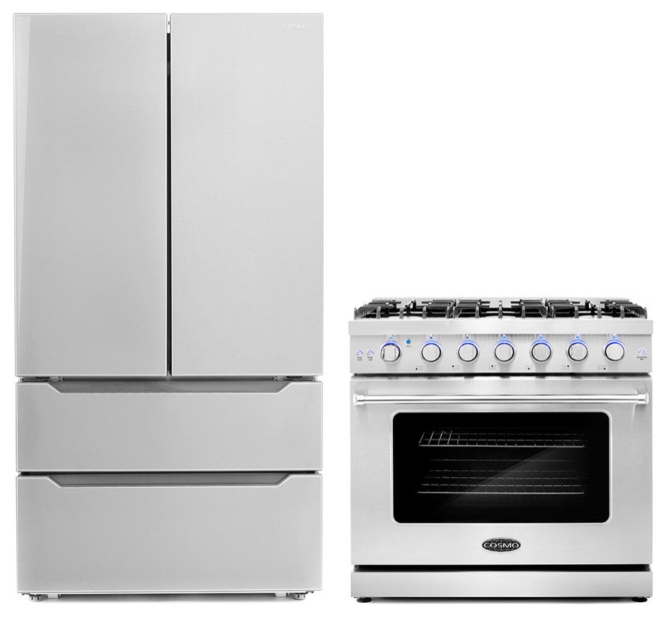 2-Piece Kitchen, 36" Gas Range and French Door Refrigerator