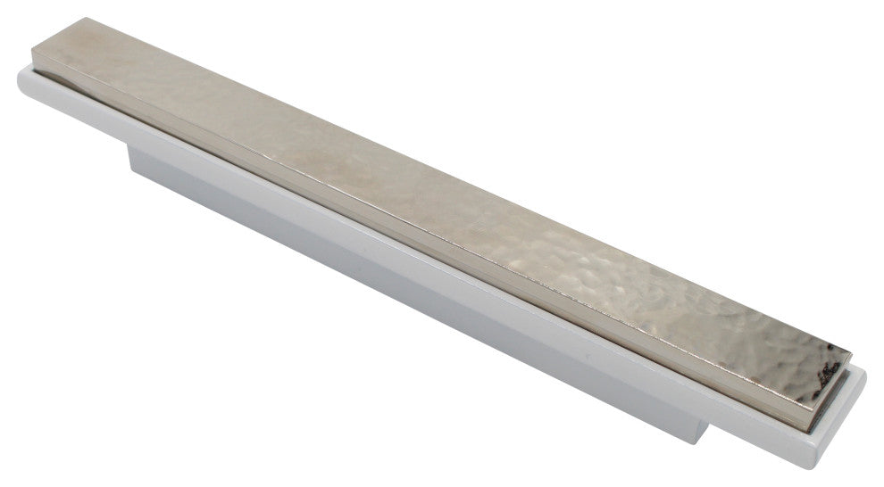 Metal Meld Planished II Pull, White With Polished Nickel Inlay