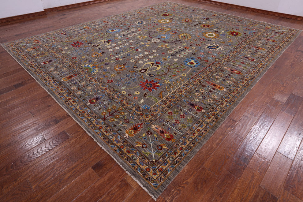 Persian Tabriz Handmade Wool Rug 11' 10" X 14' 7" Q7283