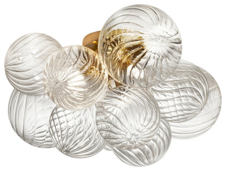 Charlize 3-Light Flush Mount, Aged Brass, Clear Spiral Glass