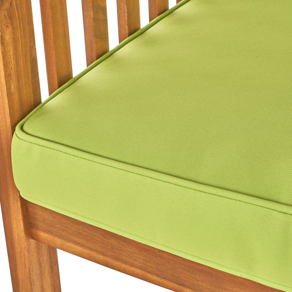 GDF Studio 4-Piece Caresta Outdoor Acacia and Light Green Cushions Sofa Set
