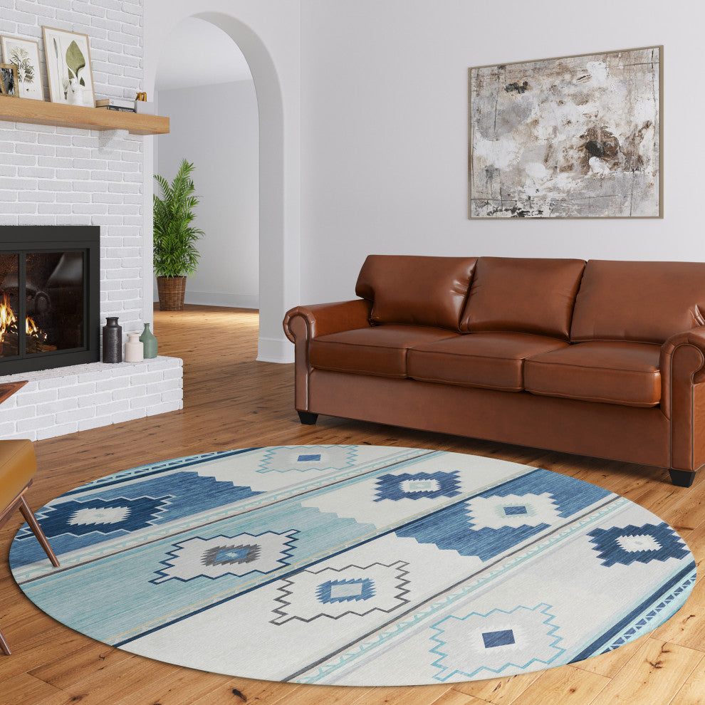 Indoor/Outdoor Phoenix PH1 Pacifica Machine Washable 8' x 8' Round Rug