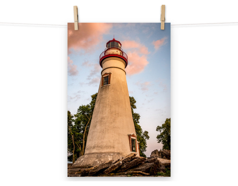 Marblehead Lighthouse at Sunset From the Shore Unframed Wall Art Prints, 12" X 18"