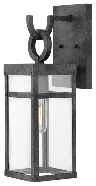 Hinkley Porter 18.5" Small Outdoor Wall Mount Lantern + LED bulb, Aged Zinc