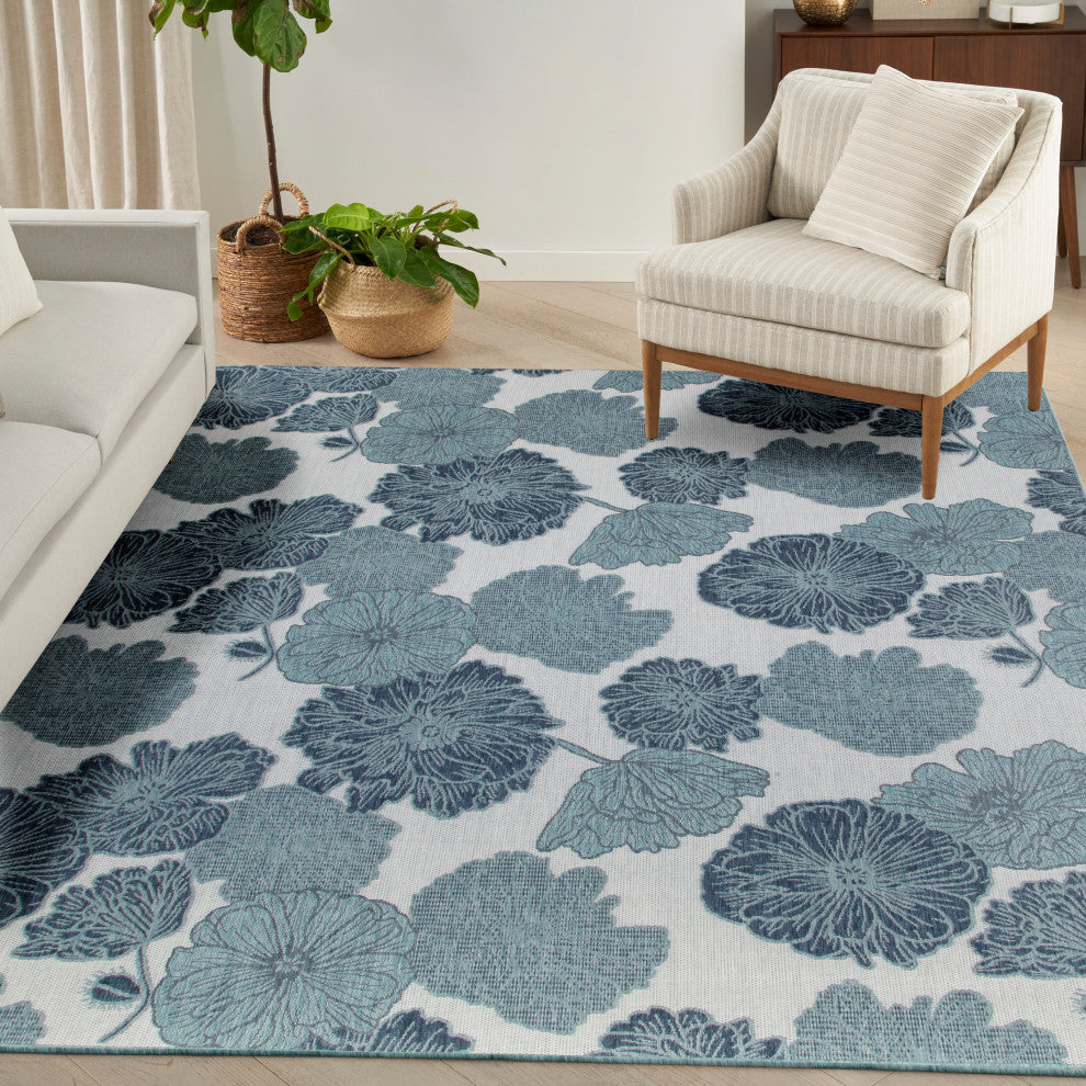 Nourison Garden Oasis 10' x 14' Blue Tropical Rug