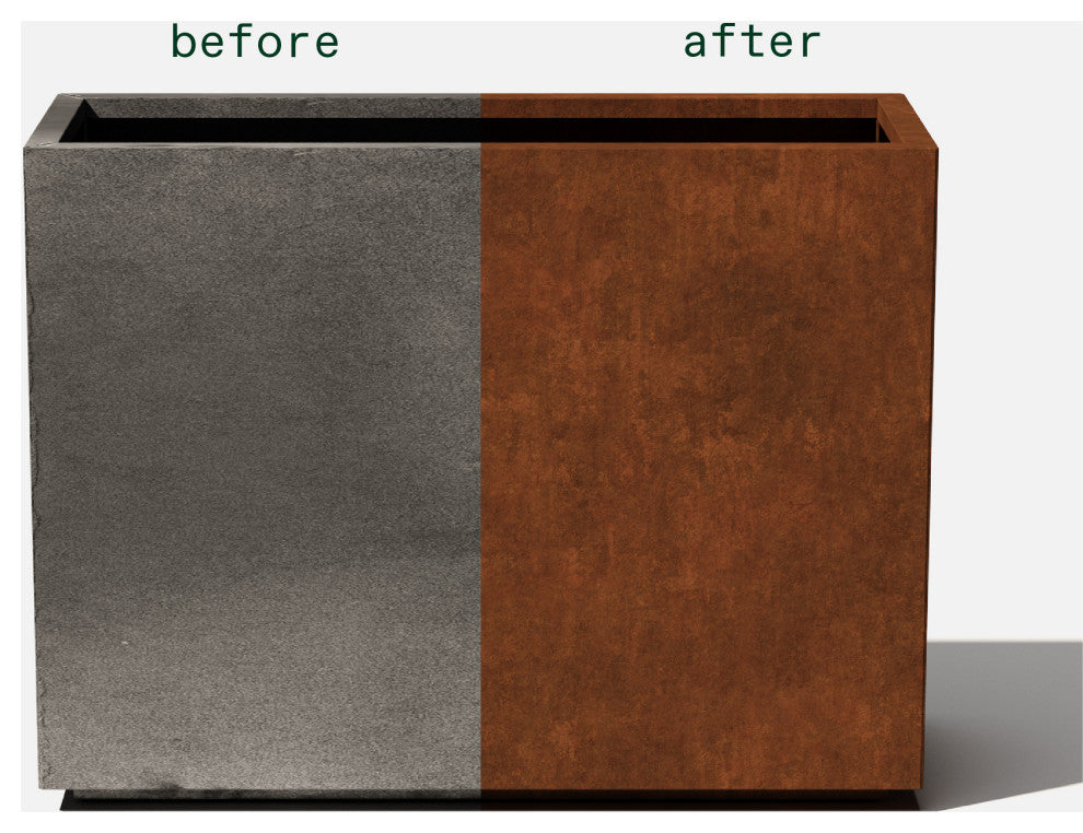 Metallic Series Corten Steel Span Planter, Large