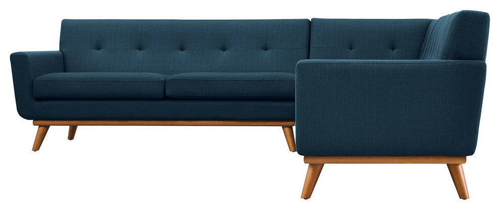 Modern Contemporary L-Shaped Sectional Sofa, Azure, Fabric