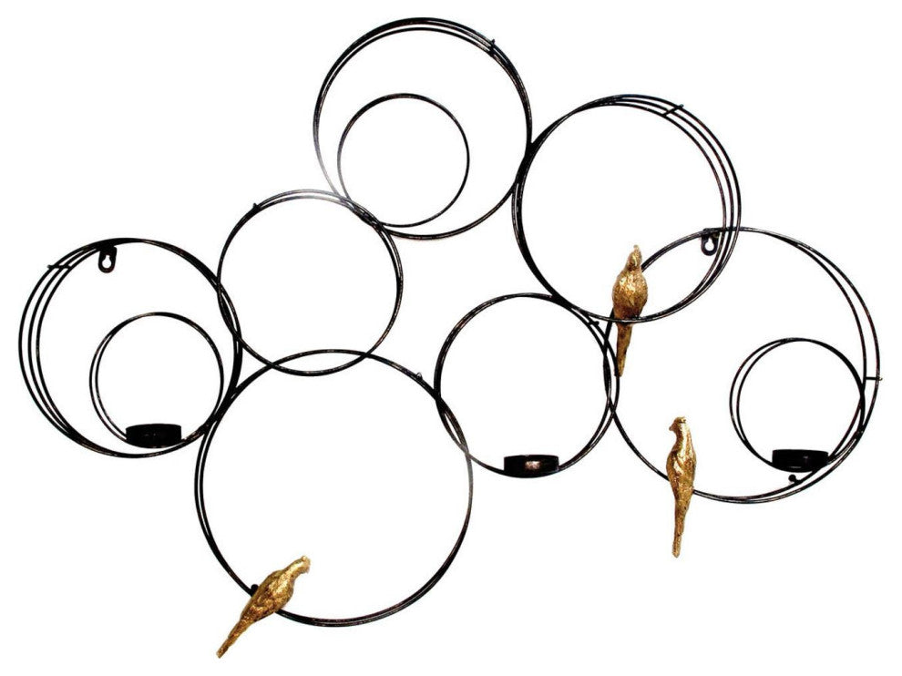 Black and Gold Birds Geometric Wall Decor