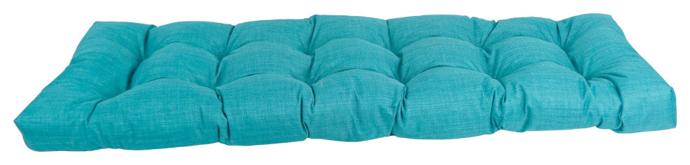 55"x19" Tufted Solid Outdoor Spun Polyester Loveseat Cushion Blue