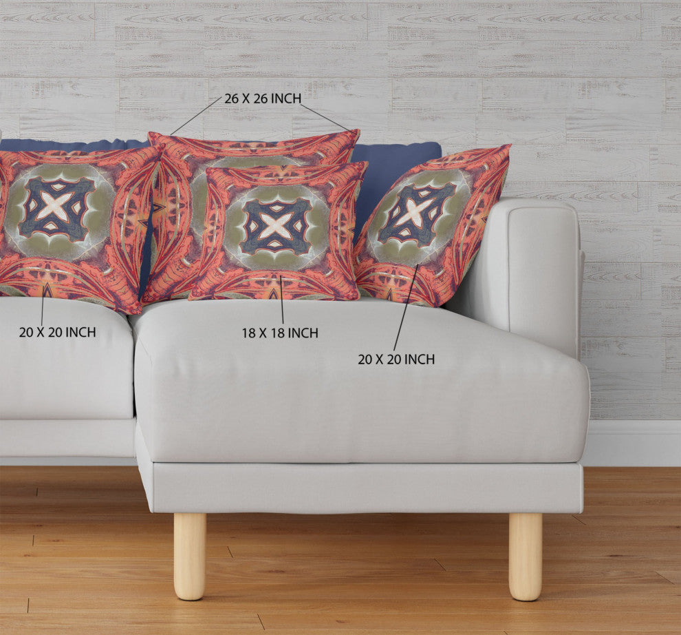 20" Peach Sage Geo Tribal Suede Throw Pillow