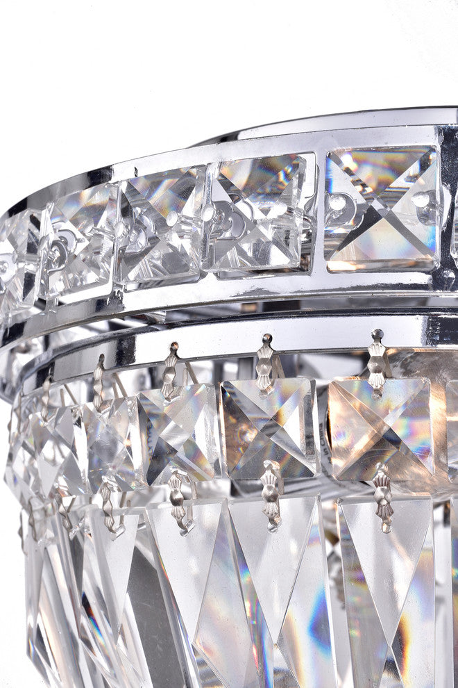 3-Light Chrome Finish Crystal Ceiling Flush Mount Chandelier Small Glam Lighting