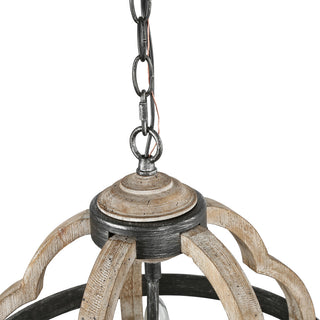 LNC 3-Lights Farmhouse Distressed Gray Globe Cage Mini Chandelier