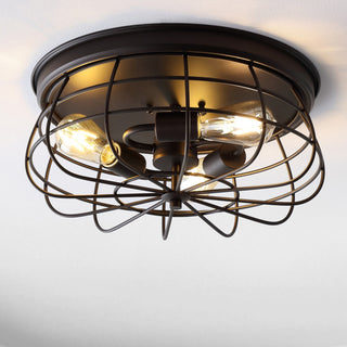Calvia 15.7" 3-Light Farmhouse Metal Cage Flush Mount