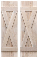X Board and Batten Exterior Shutters Pair, Whitewash, 72"