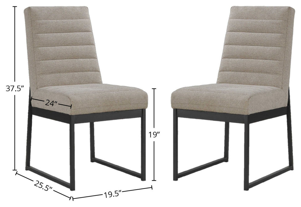 Eden Upholstered Wooden Dining Chair, Dune, Set of 2