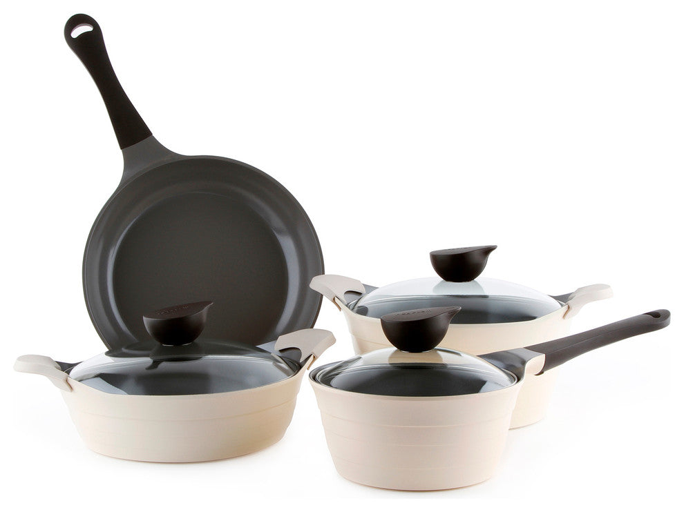 Neoflam 7-Piece Eela Cast Aluminum Cookware Set, Ivory