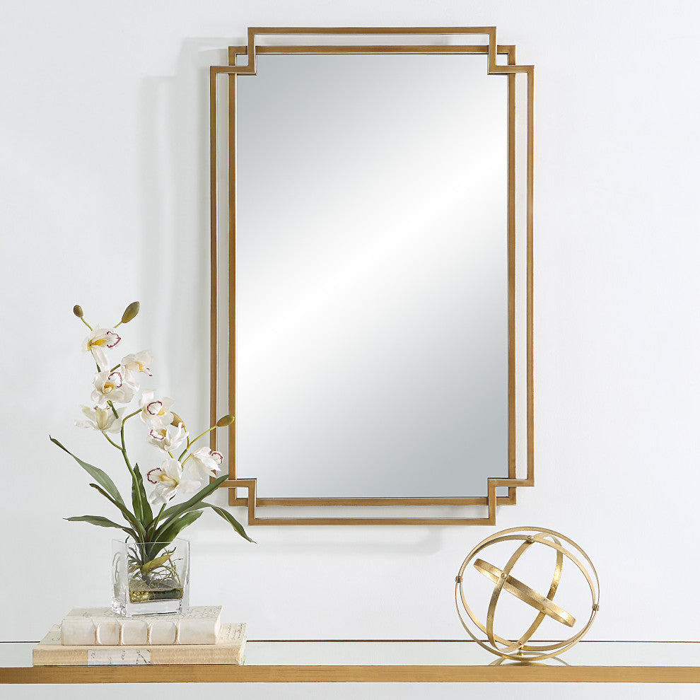 Traditional 22" x 34" Iron Gold Mirror