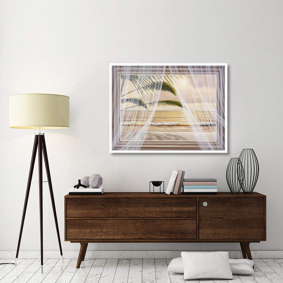 "Framed Surf & Palm View" Digital Paper Print by Diane Romanello, 50"x38"