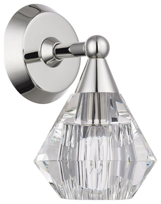 1 Light Polished Nickel Crystal Single Sconce
