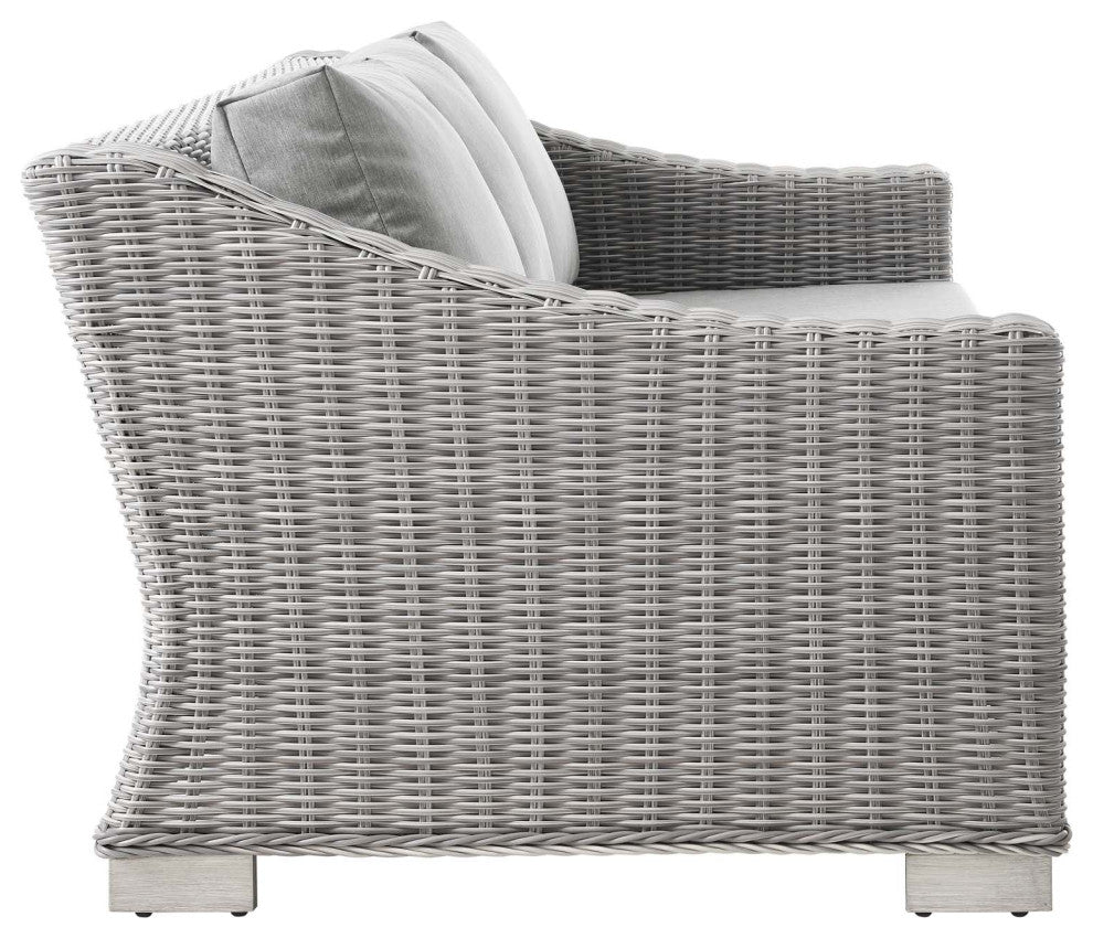 Conway Outdoor Patio Wicker Rattan Sofa Light Gray Gray