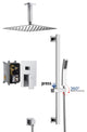 CASAINC 10" Ceiling Mounted Shower System Set w Sliding Handheld Rod, Chrome