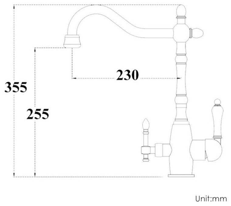 Rochefort Deck Mounted Antique Bronze Dual Handle Bathroom Faucet