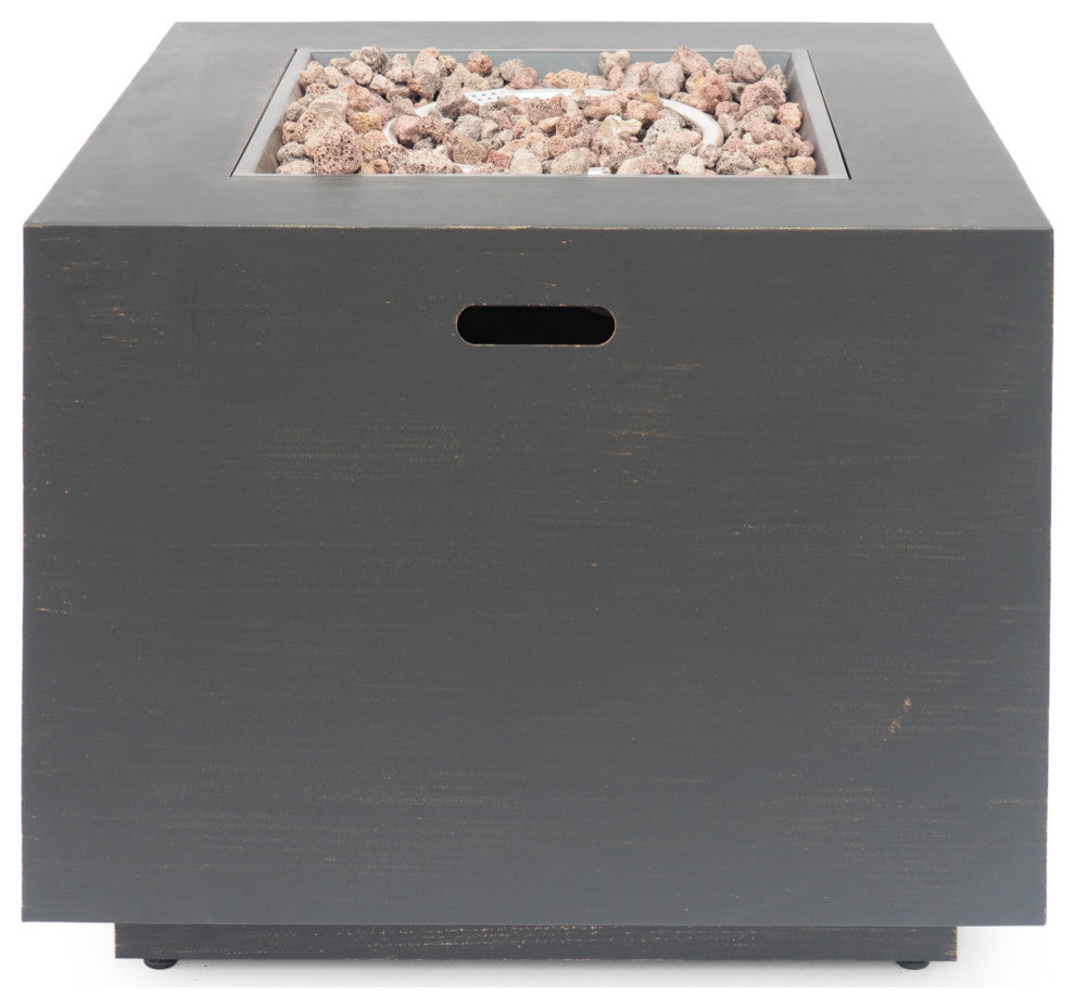 Jairo Outdoor 33" Square Fire Pit, Brushed Brown