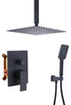 CASAINC 12" Ceiling Mounted Modern Waterfall Shower System Set, Matte Black