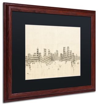 "Denver Skyline Sheet Music" Matted Framed Canvas Art by Michael Tompsett