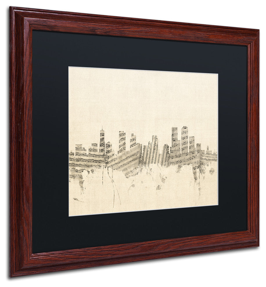"Denver Skyline Sheet Music" Matted Framed Canvas Art by Michael Tompsett