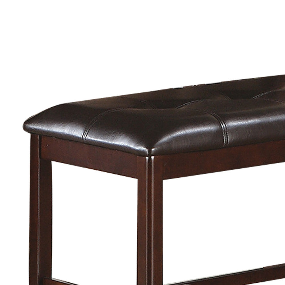 Upholstered Counter Height Bench, Dark Brown