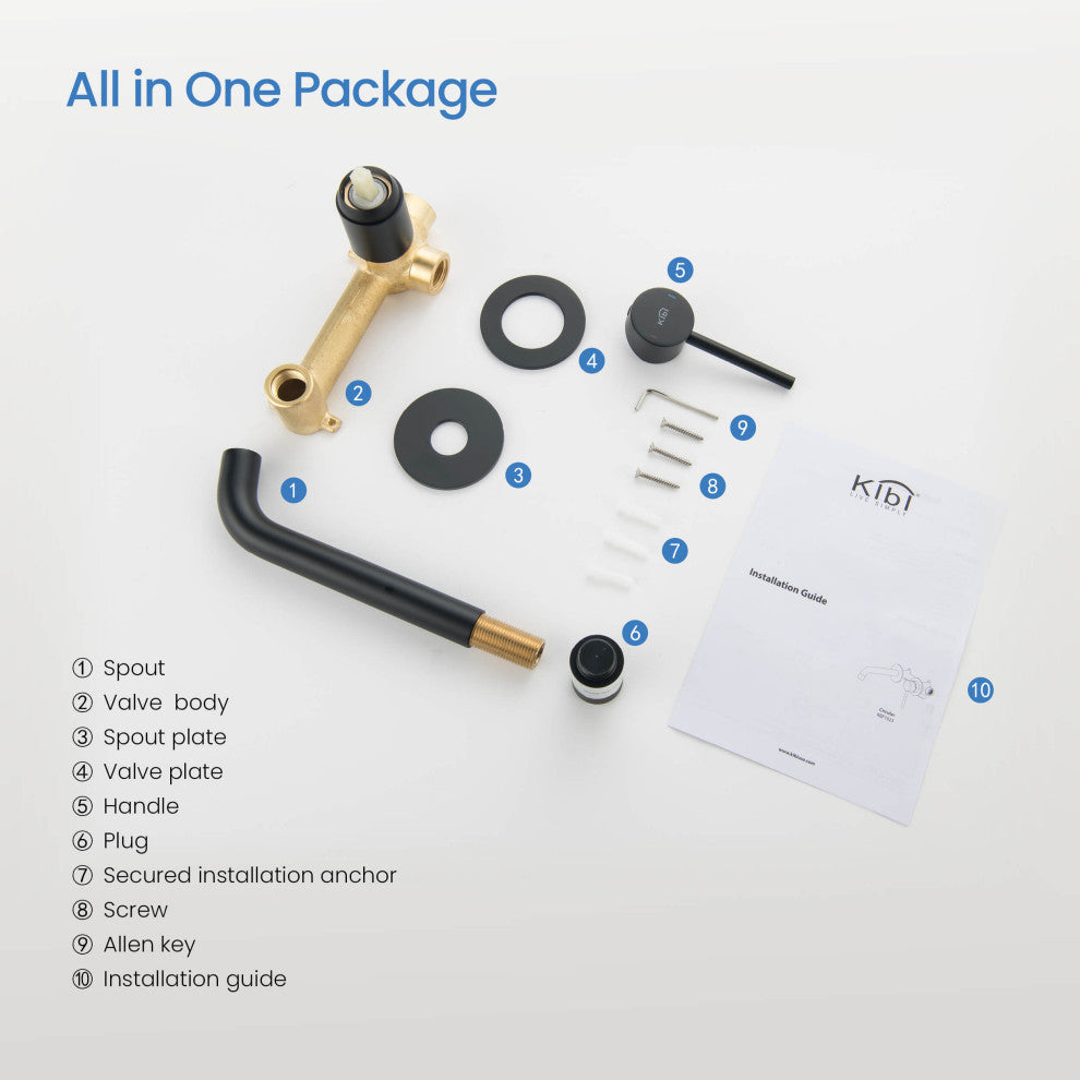 Circular Single Handle Wall Mounted Bathroom Sink Faucet, Matte Black