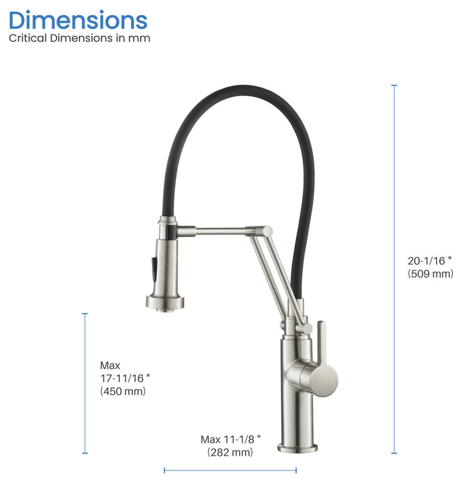 Engel Single Handle Pull Down Kitchen Faucet, Brushed Nickel