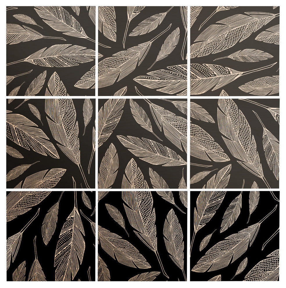 Deny Designs Heather Dutton Float Like A Feather Black Wood Wall Mural, 3'x3'