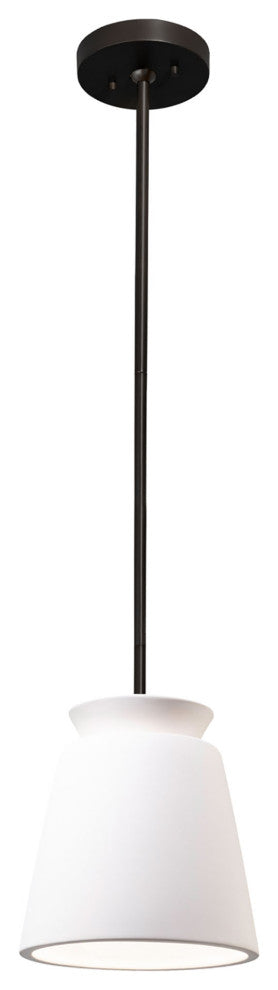 Small Trapezoid Pendant, Bisque, Matte Black, Incandescent