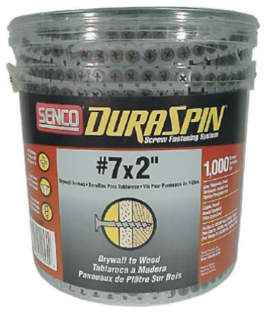 SencoÂ® 07A200P Duraspin #7 Shank Auto Feed Drywall To Wood Screw, 2", 1000-Ct