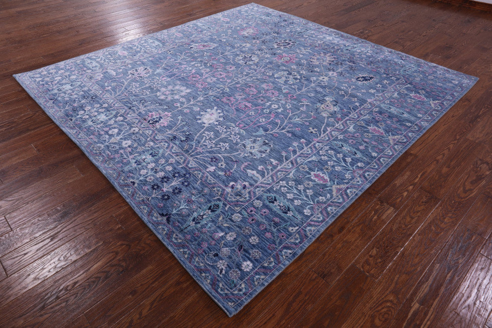 9' Square Wool & Silk Handmade Persian Rug - Q13046