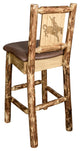 Glacier Country Counterstool Saddle Upholstery, With Laser Engraved Bronc