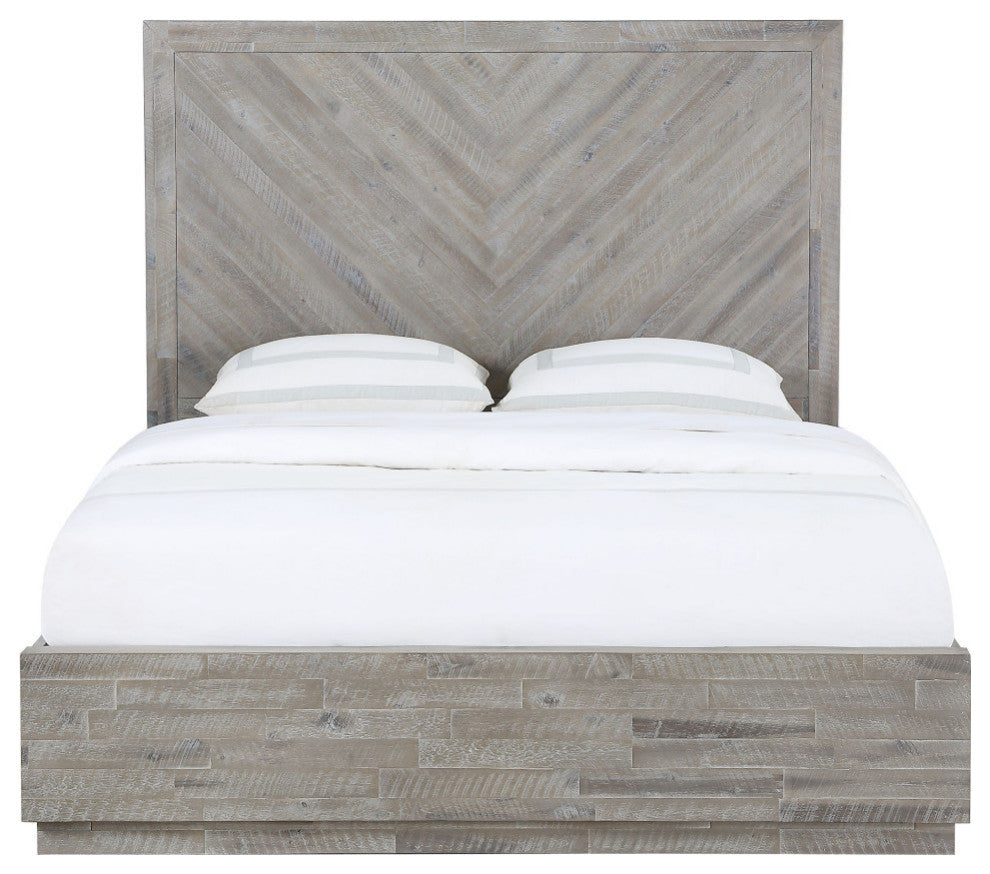 Modus Alexandra Queen Solid Wood Platform Bed, Rustic Latte