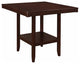 Wooden Square Counter Height Table with Shelf, Cappuccino