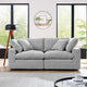 Commix Down Filled Overstuffed Boucle Fabric Loveseat, Light Gray