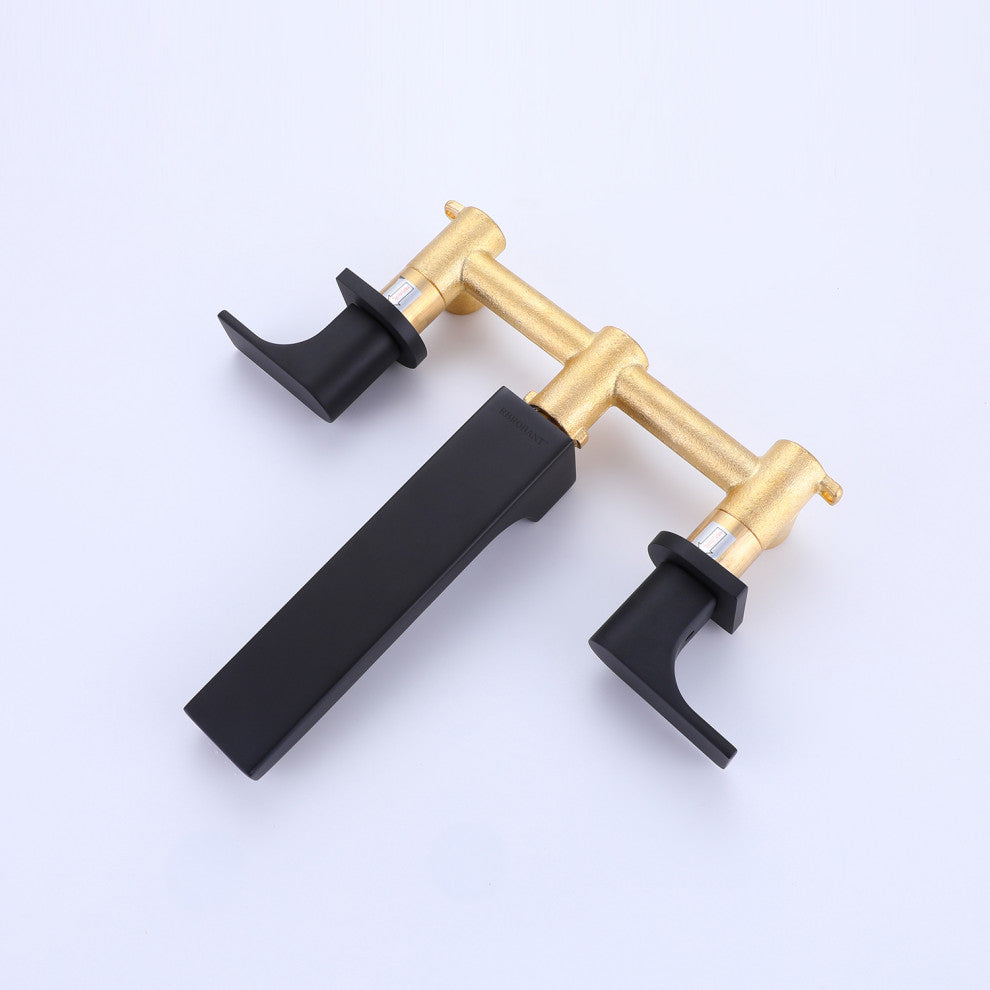 Wall Mounted Dual Handles Bathroom Sink Faucet