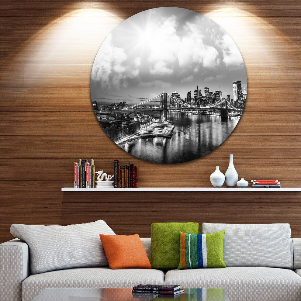 Amazing Night In New York City, Cityscape Photo Disc Metal Artwork, 11"